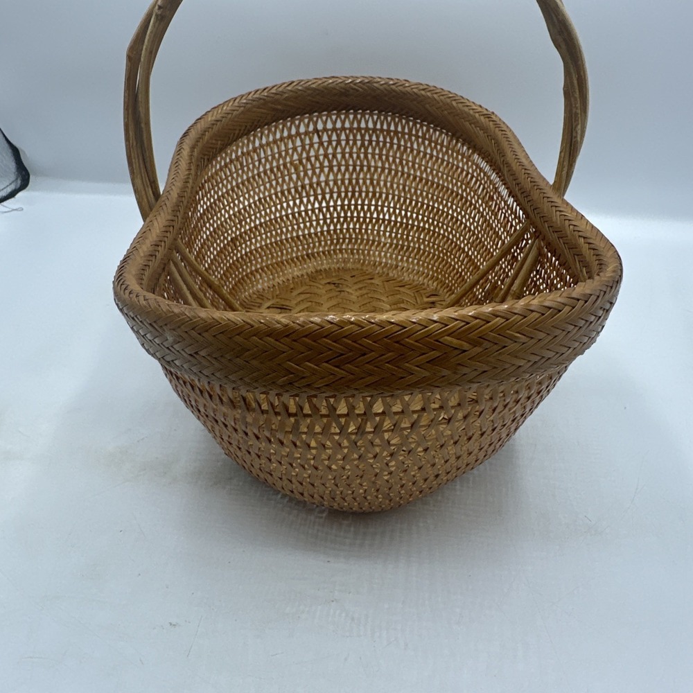 Woven Natural Rattan Handled Basket - Tan - Picture 3 of 8